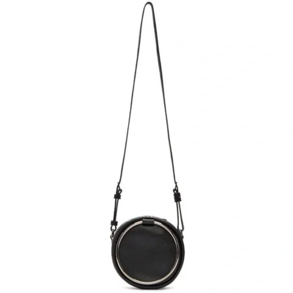 Kara Black Ring Circle Genuine Leather Purse crossbody Bag